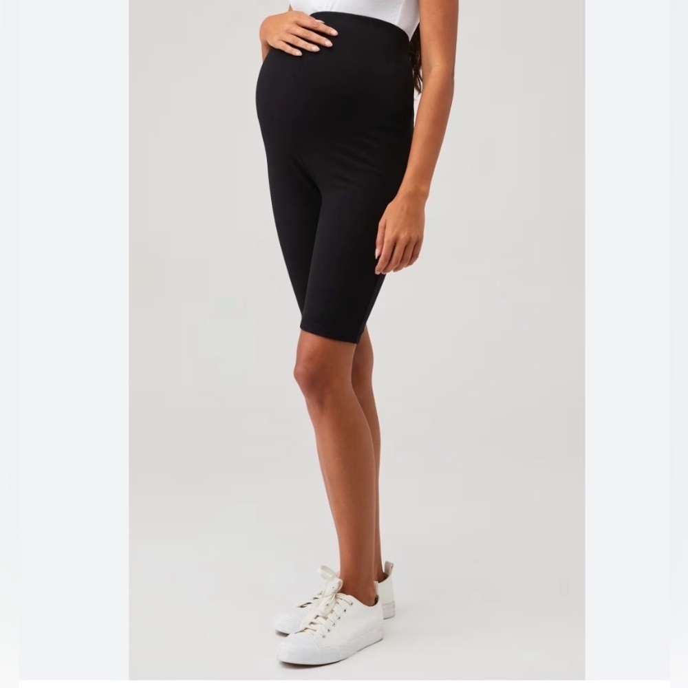 Maternity Black Belly Support Bike Shorts - Comfortable Pregnancy Shorts